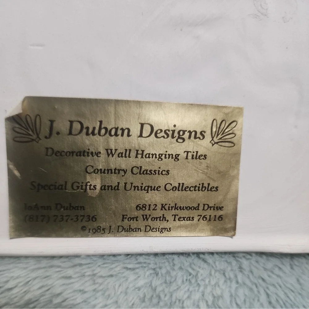 Vintage 1985 J Duban Designs Angel Wall Hanging Tile Plaque Friendship Decor